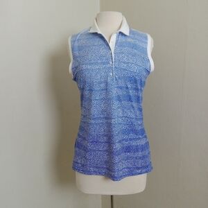 Nike Sleeveless Size Medium Blue & White Golf Shirt